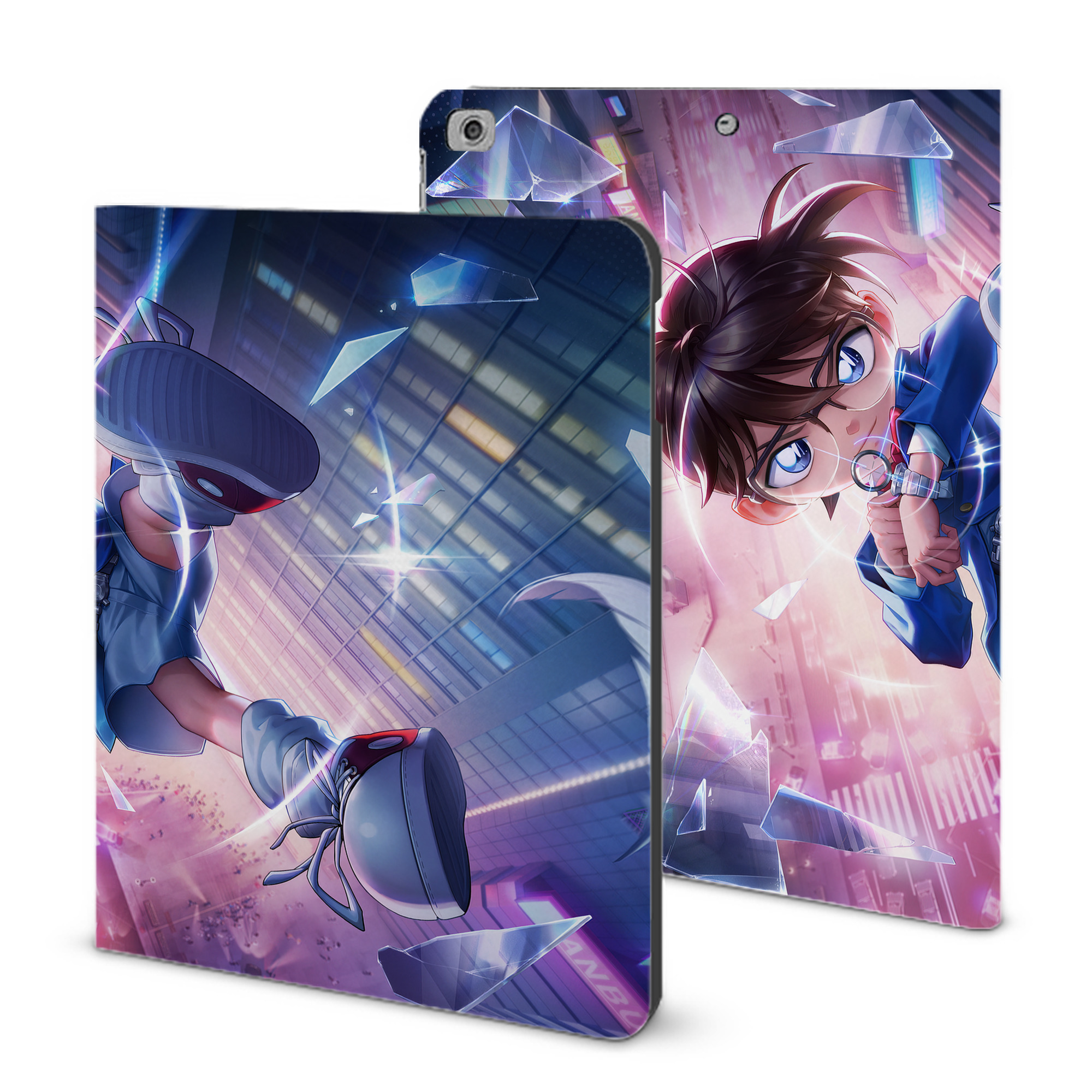 （画像用） 名探偵コナン Detective Conan IPad ケース ブック型 PUレザー TPU 耐衝撃 軽量 薄型 ペン収納なし 全面保護 IPad 各モデル対応